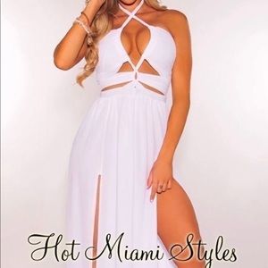 Sexy White Double Slit Maxi Dress